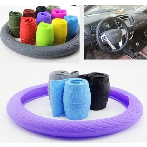 Soft Silicone Car Steering Wheel Cover Anti-slip Breathable Four Seasons Silica Automobile Gel Wheel Cover Protector Multi Color