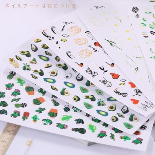 Avocado M Cartoon Nail Stickers Art Decals Back Glue Sticker for Manicure Decorations Design Sticker for Nails Berries Flower