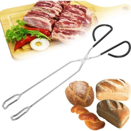 Stainless Steel Barbecue Scissor Tongs BBQ Tools Kitchen Grilled Food Baking Tong Long Handle Scissor Tong Bread Roast Clip Tool