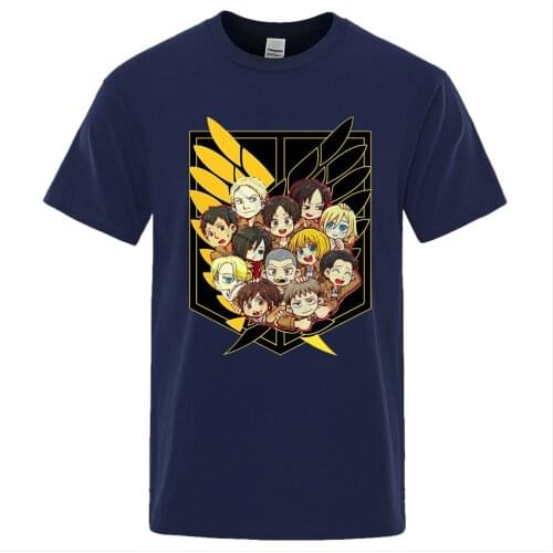 Attack on Titan Anime Cartoons Print T-Shirt Soft O-Neck Breathable T Shirts Cartoons Loose Clothing Fashion Sweat Male T Shirts
