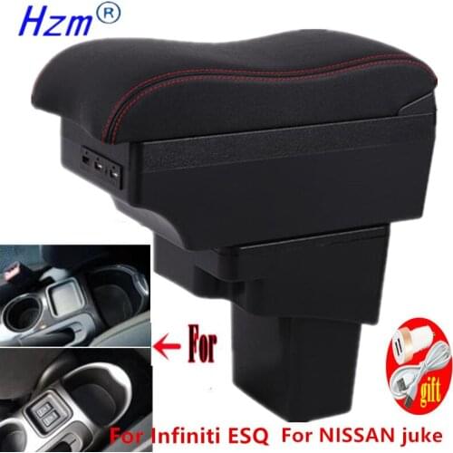 Armrest Box for Nissa Juke Infiniti ESQ Center Centre Console Storage Double layer leather ashtray USB Charging accessories box