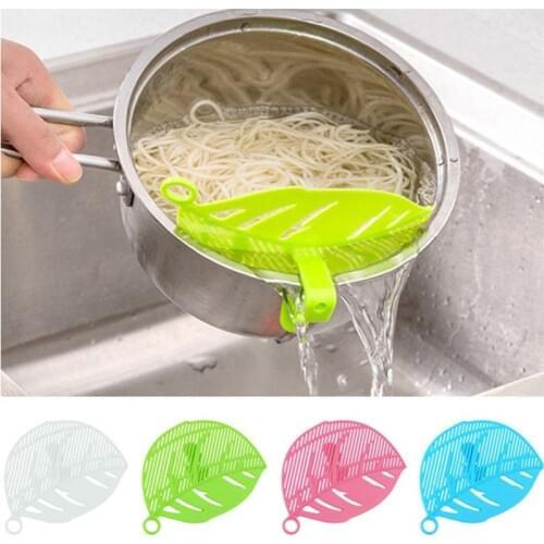 Rice Wash Filtering Baffle Sieve Beans Pea Washing Filter Drain Board Snap-type Leaf Shape Rice Cleaning Strainer Kitchen Gadget