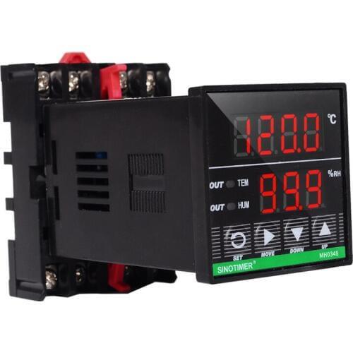 Size 1/16 (48*48mm) DIN RAIL Mounted Intelligent Digital Temperature and Humidity Controller Sensor Cable 3m with Mounting Base