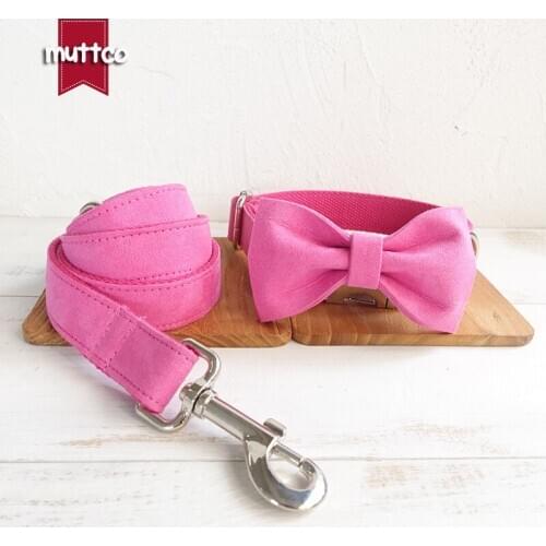 MUTTCO adjustable dog accessory pet supplies dog collar leash for small medium large dog THE PINK cute pet straps 5 sizes UDC076