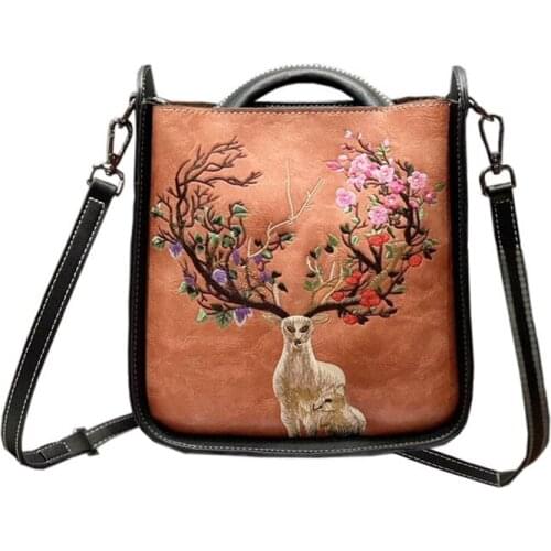 Christmas bag women Chinese style PU leather embroidery luxury women houlder bag personality women handbag classic casual bag