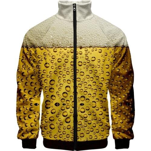 Style Slim Fit Collar Jacket Trend Casual Jacket Streetwear Coat 2020 New Fit Zipper Fashion International Beer Day 3D Men Slim