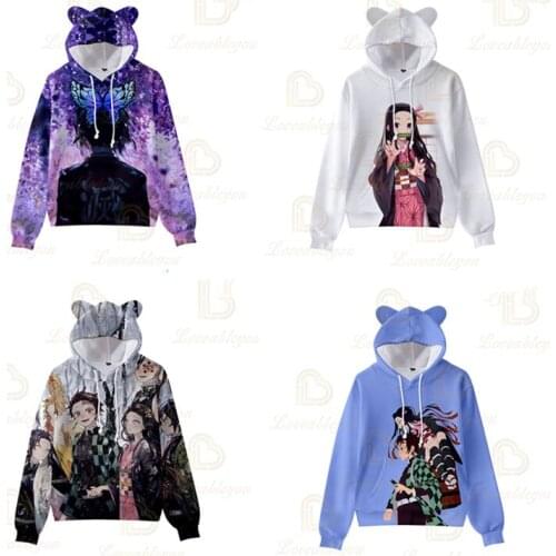 5-14 Years 2021 Childrens New Clothes Cat Ears Boys Sweatshirt Winter Clothes Hoodie Anime Kids Costume