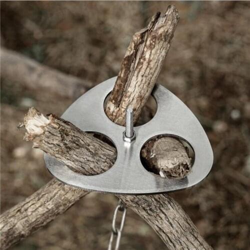 Outdoor Camping Triangular Hanging Pot Bracket Portable Tripod Ring Stainless Barbecue Rack Picnic Multifunctional Ring Hook
