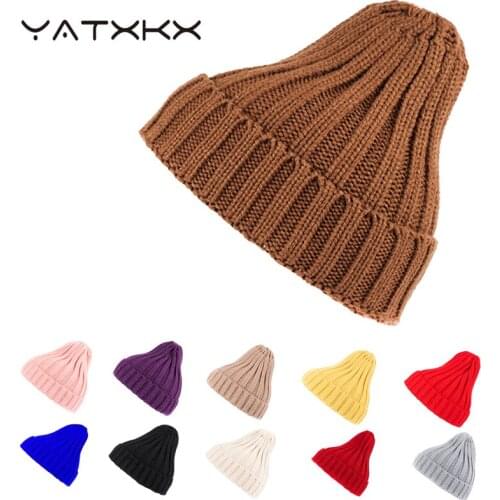 [YaTxKx] Knit Cap For Men Autumn Beanie Caps Warmer Bonnet Ladies Casual Cap Winter Hats For Woman New Beanies шапка женская