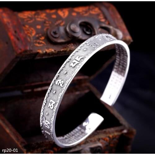 KJJEAXCMY Boutique jewelry Jewelry Wholesale Foot Silver 999 Womens Sanskrit Six Word Mantra Heart Bracelet