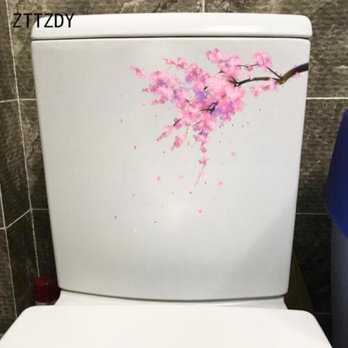 ZTTZDY 23*24.3CM Beautiful Apricot Branch Toilet Seat Sticker Home Decor Living Room Wall Decal T2-0705