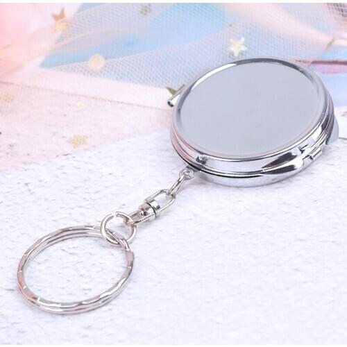 1PC New Metal Folding Mirror Key Ring Keychain Portable Compact Cosmetic
