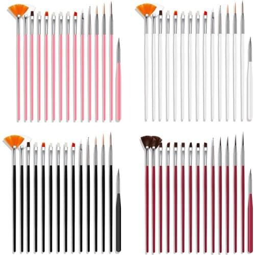 15Pcs Nail Art Acrylic Brush Set Painting Pen Art Salon Brush Acrylic Nail Brush Nail Polish Brushes Kit For Manicure Tool