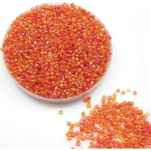 16g 1000X 2mm 12/0 AB Orange Color Round Transparent Loose Spacer Beads Cezch Glass Seed Beads Handmade Jewelry DIY Garment Bead