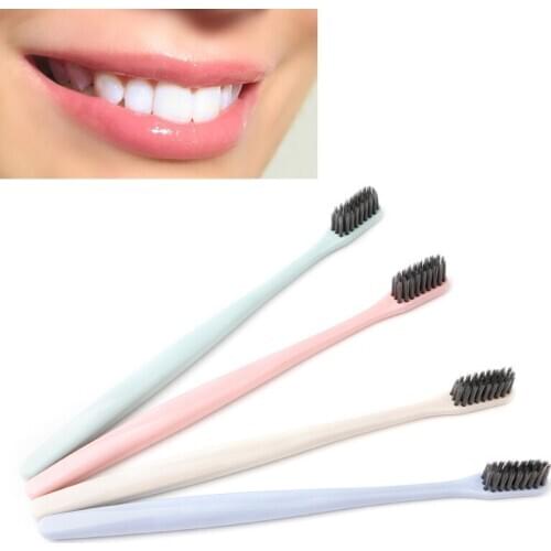4 Pcs/ Set Bamboo Charcoal Nano Ultra Soft Oral Hygiene Toothbrush Solid Color 50JF