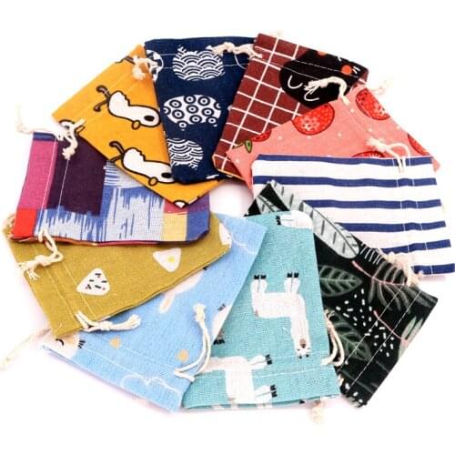 5pcs/lot Small Cotton Bags 10x14cm Party Favor Linen Drawstring Gift Bag Pouches Nice Charms Bracelet Jewelry Packaging Bags