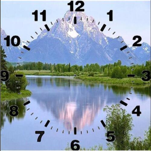 2017 New 5d Rhinestones Diy Diamond Mosaic Painting Cross Stitch Kits Full Drill Diamond Embroidery Mountain scene clock AS678