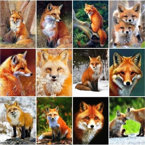 AZQSD Diamond Embroidery Fox Mosaic Picture Of Rhinestones 5D DIY Diamond Painting Animal Cross Stitch Decor For Home