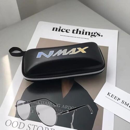 For YAMAHA N-MAX 155 NMAX 155 2015-2019 N max 155 Black leather printing logo glasses Case sunglasses Case Box accessories