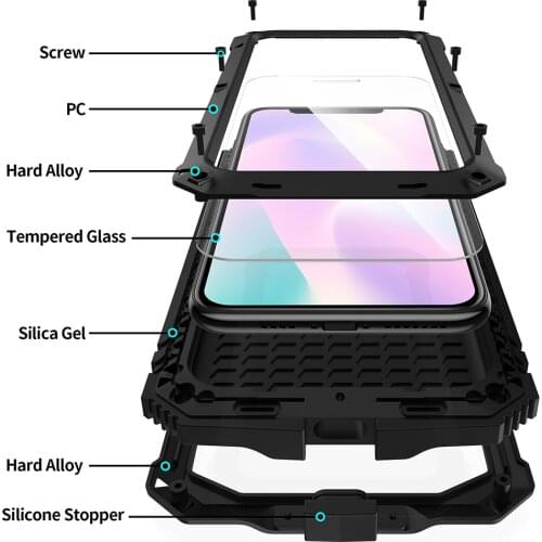 Luxury Shock Absorption Protective Case With Kickstand For Iphone 11pro Metal Aluminum Dust-proof Phone Cover For Iphone Xs Max