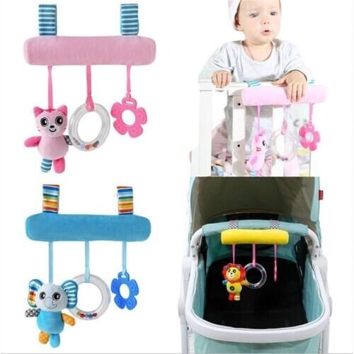Baby Rattles Toys Cute Plush Soft Bell Bed Hanging Rattles Stroller Cartoon Animal Car Seat Travel Lathe Hanging Baby Bed Toys