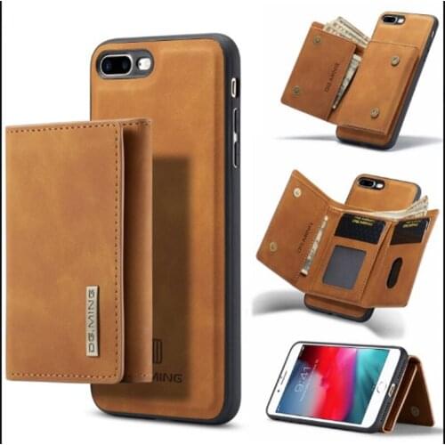 For iphone 7/8/7 PLUS/8 PLUS/SE 2020 Card Holder Purse Back Cover Stand Magnetic Leather Case Removable Card Holder Wallet Case