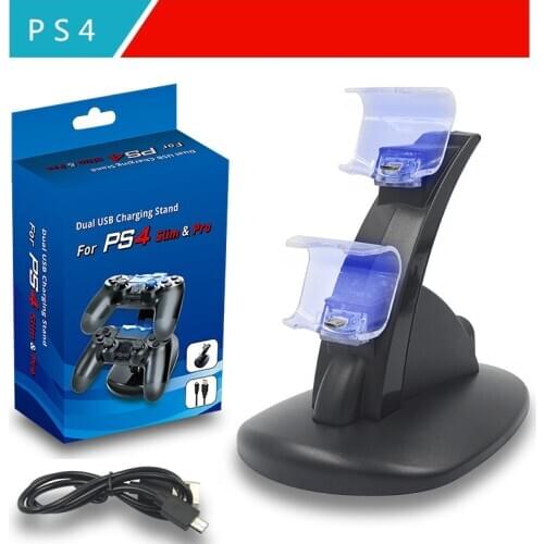 Controller Charger Dock LED Dual USB PS4 Charging Stand Station Cradle for Sony Playstation 4 PS4 / PS4 Pro /PS4 Slim Controller