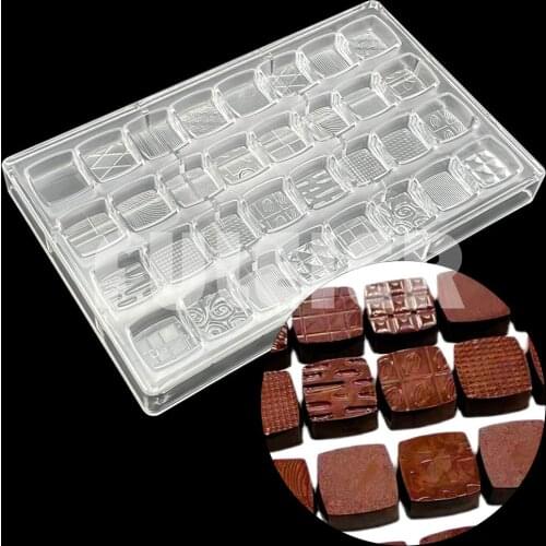 32 Holes 16 Style Square Shapes Polycarbonate Chocolate Mold Baking Chocolate Sweets BonBon Cake Candy Mold Confectionery Tool