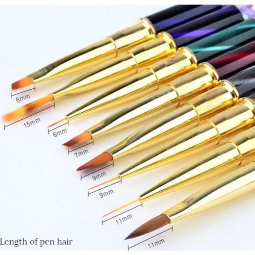 Cat Eye Rhinestone Acrylic Handle Nail Polish Brush Phototherapy Pen Line Painting Gradient UV Gel Polishing Manicure Tool