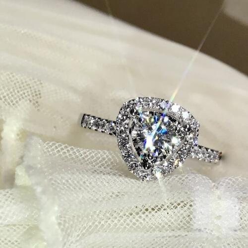 Super flash Engagemen Zircon Crystal Rings Womens Girls Silver Filled Wedding Ring Set Lover Wedding Jewelry Party Gift