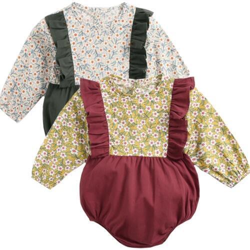Baby Girl jumpsuit Newborn Twin Clothes Bodysuit Kids Clothing Spring Cotton long Sleeve Fashion floral cotton New born Outfit