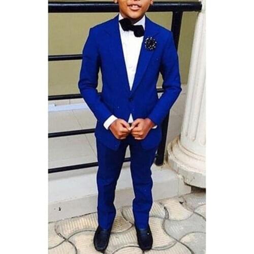 Costume Homme Royal Blue Boys Suits for Wedding Handsome Jacket Pants 2 Pieces Set Dinner Formal Suits for Children Kids Tuxedos