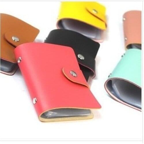 New Leather Function 24 Bits Card Case Business Card Holder Men Women Credit Passport Card Bag ID Passport Card Holder Wallet