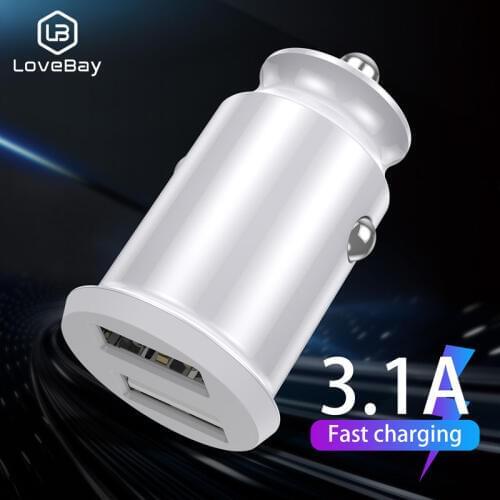 Lovebay Usb Car Charger Mini Dual Usb For Mobile Phone Tablet GPS 3.1A Fast Charger Car-Charger Car Phone Charger Adapter in Car