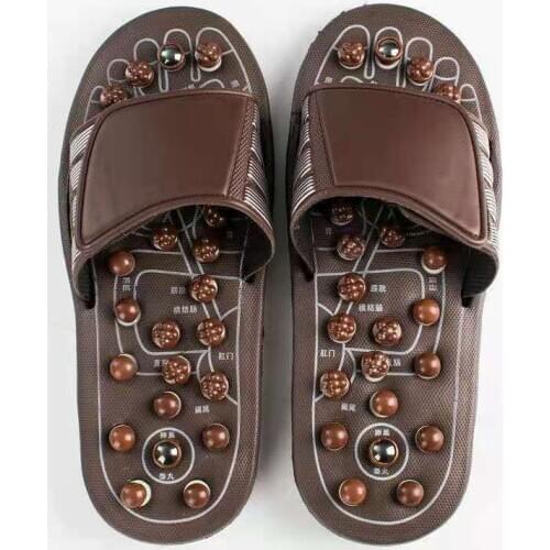 Mens Massage Slippers Magnet Rotary Moxibustion Foot Massage Slippers Pebbles Household Bathroom Slippers