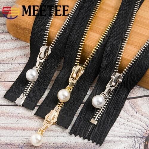 Meetee 5# Metal Zippers 20/60/70/80/100/120cm Close&open End Zipper for Pocket Coat Down Jacket Long Zip DIY Clothing Bag Sewing
