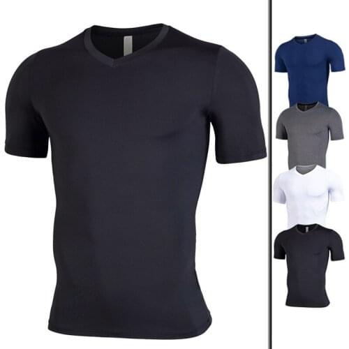 High Quality Men Running T Shirt Quick Dry Fitness Shirt Training Exercise Gym Wear Sport Shirt Tops