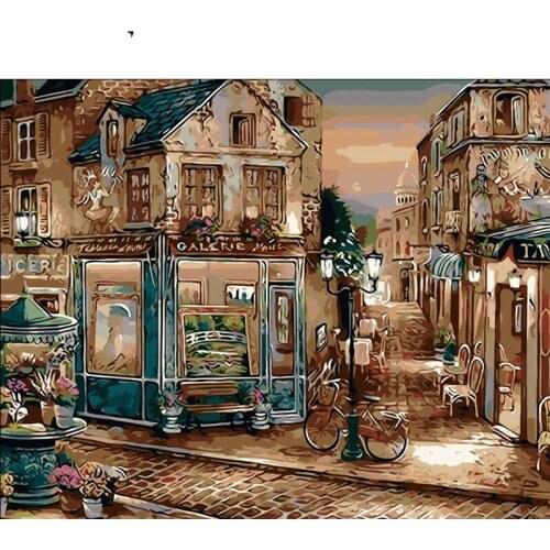Coffee Shop Paint By Numbers Coloring Hand Painted Home Decor Kits Drawing Canvas DIY Oil Painting Pictures By Numbers