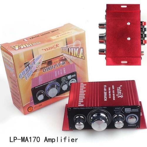 Low Distortion Red Loudspeaker 2*20W RCA Hi-Fi Stereo Connection 12V Mini Digital MP3 LP-MA170 Amplifier Car Audio 2 Channel