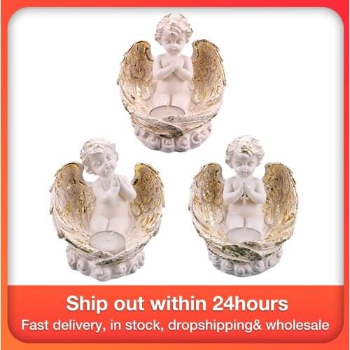 Angel Candle Holder Statue With Candle Tealight Candle Holder Home Resin Figurine Sculpture Realistic Modeling Home Decoration