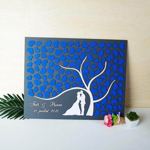 Custom 3D Wedding Guest Book Alternative Tree Wood Hearts Rustic Wedding Mint Guest Book Unique Guestbook