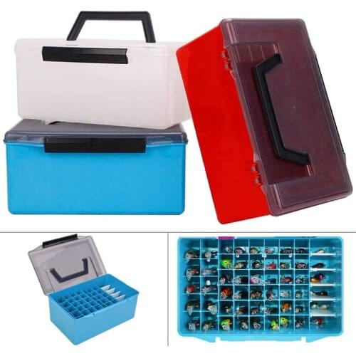 Portable Fishing Shrimp Box 27 x 18 x 12.5cm 52 Grids Fishing Lure Tools Thicken Depth Large Multifunction Fishing Tackle Case