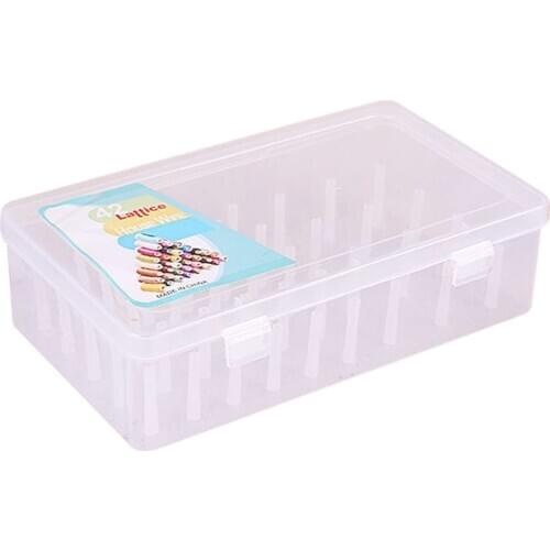 Empty Sewing Thread Box with 42 Spools Large Capacity Craft Embroidery Bobbins Organizing Organiser Clear Case Stitch Thread Box
