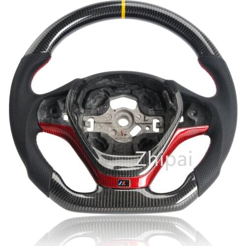 Carbon fiber Perforated leather Steering wheel with frame For BMW 328i F30 F35 F20 with shifter paddle connector 1 2 3 4 series