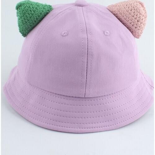 Cute Cat Ear Baby Hat Boys Girls Panama Summer Windproof Sun Hat Kids Cartoon Bucket Hats Caps NEW 2021