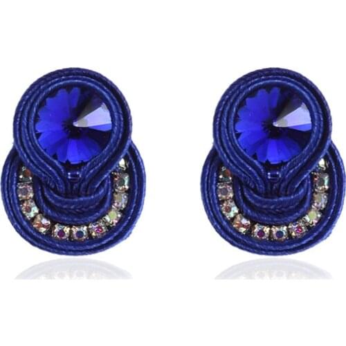 Handmade Soutache Stud Earrings Ethnic boho Jewelry Colorful womens Earring blue green black Accessories Elegant Trendy gifts