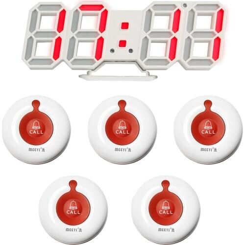 W611-48x / y-a1-wr visitor waiter restaurant food court table call system 5 buttons and 1 display