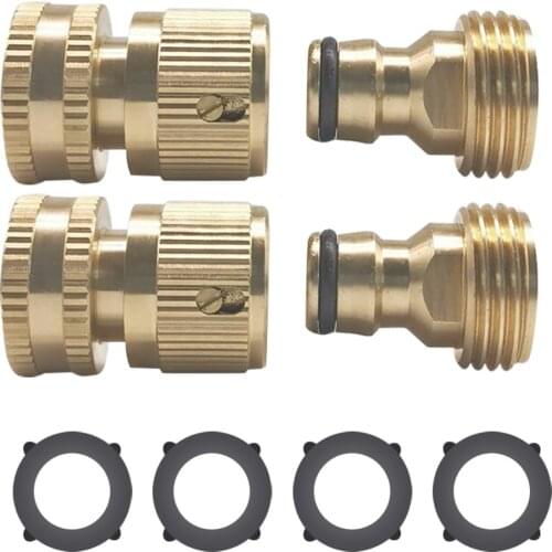 Garden Water Connectors Garden Hose Quick Connect Solid Brass Quick Connector Garden Hose Fitting Water 1.2 x 1.2 x 2inch 20Jun4