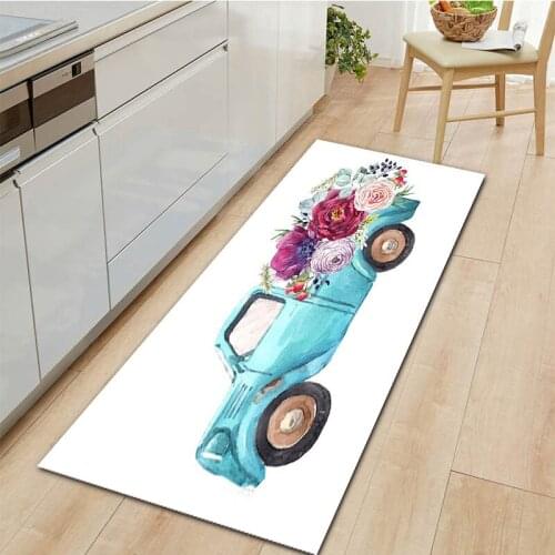Modern Kitchen Carpet Car Pattern Long Strip Entrance Doormat Bedroom Hallway Soft Area Rugs Anti-Slip Water Absorbent Bath Mat