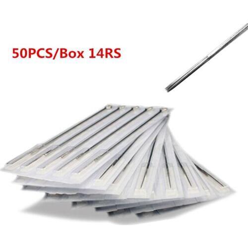 50 PCS 14RS Pre-Made Sterilized Sterilized Tattoo Needles Round Shader for Tattoo Machine Ink Tips Supply